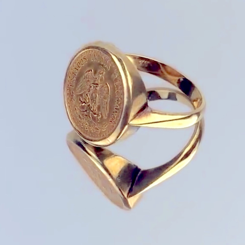 22K 1945 DOS PESOS COIN RING MOUNTED ON SOLID 14K SETTING! THIS IS A FLASH SALE! - Picture 13 of 16